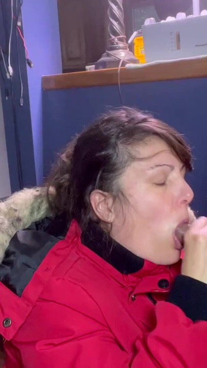 Puffy Jacket Blowjob & Cumshot in Mouth | Clip 3
