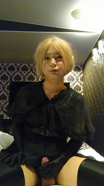 Captivating moment from "A big cross-dressing boy wearing a dress masturbated comfortably with an embarrassing appearance."