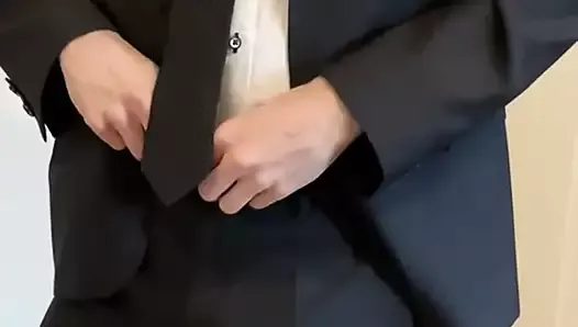 DADDY SUIT AND TIE SHOWING OFF HIS MASSIVE COCK!