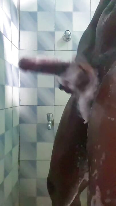 20y BBC Nasty Jerking off in His Shower Cleaning up His Cock