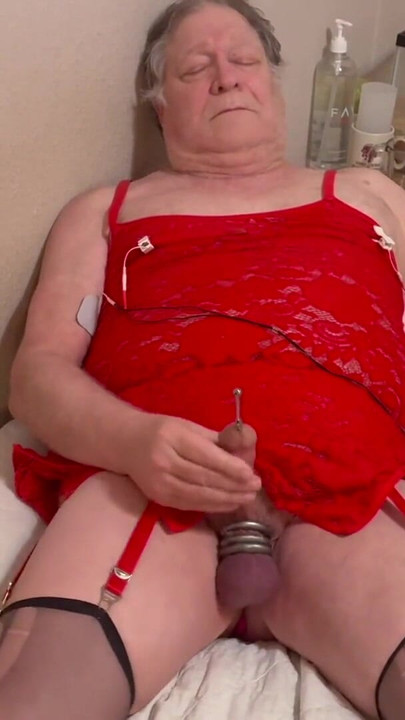 Stunning moment from "Crossdresser estim and urethral sounding orgasm"