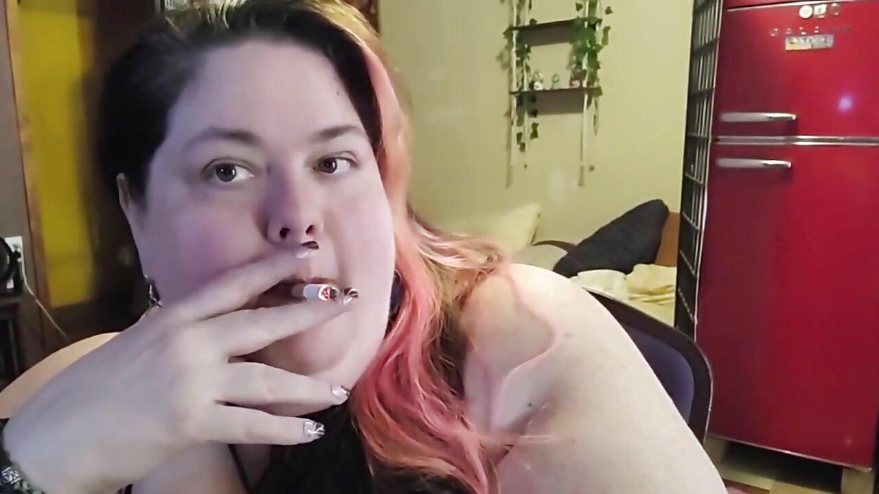 SSBBW Smoking While Playing with My Neck and Massive Arms