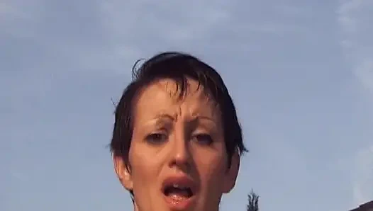 Huge facial for a nasty French slut after hot anal fuck