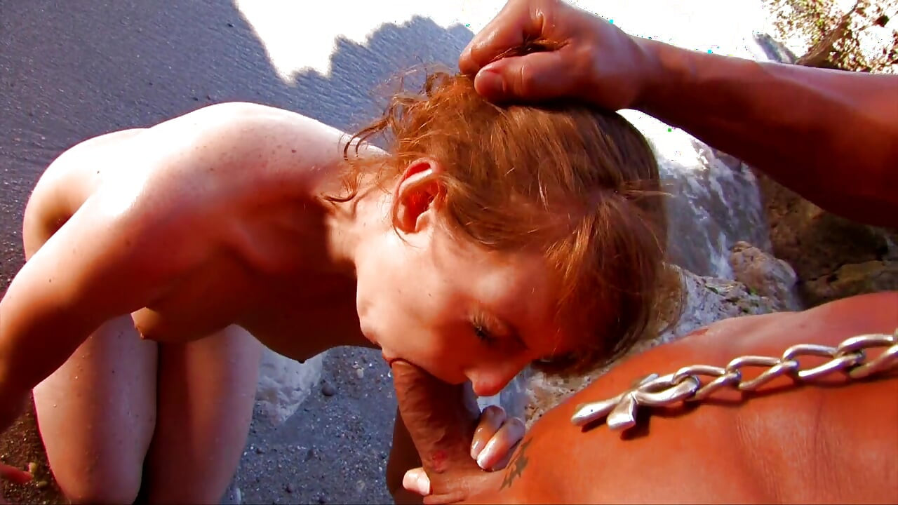 Adorable redhead gets fucked by a muscular stud