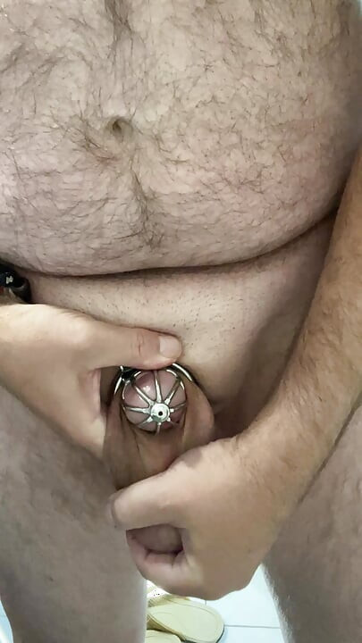 Putting on the penis cage, I'm already getting horny 🤩