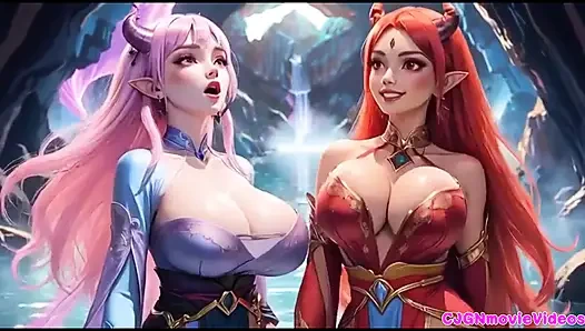 Lesben küssen sich zusammen, Ai animation