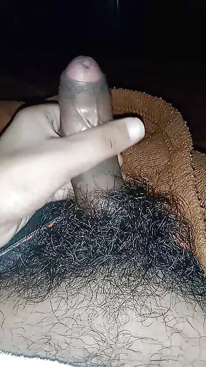 Black cock Masturbating while long hair