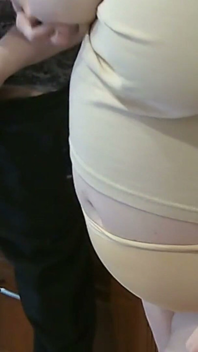cum in mother-in-law's mouth after jerking off a dick in the kitchen | Clip 1