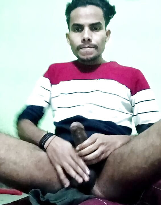 Desi Indian fat cock boy rocking his thick black cock before fucking