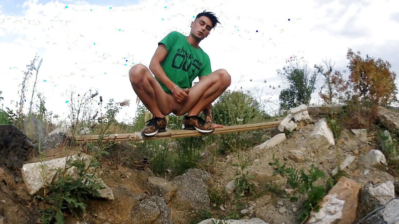 Middle Eastern Twink Outdoor - Cumshot on Hand