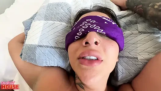 Married Woman Blindfolded Receives Huge Surprise During Double Penetration
