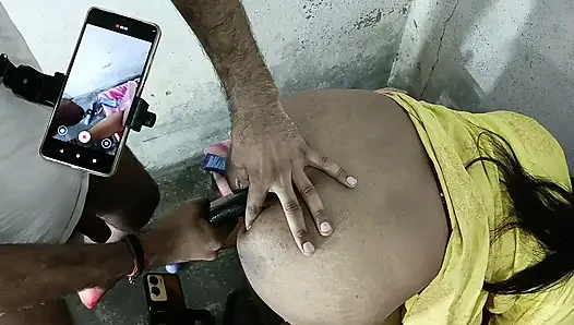 Double dildo in ass to fuck big ass Hindi audio doggy style anal