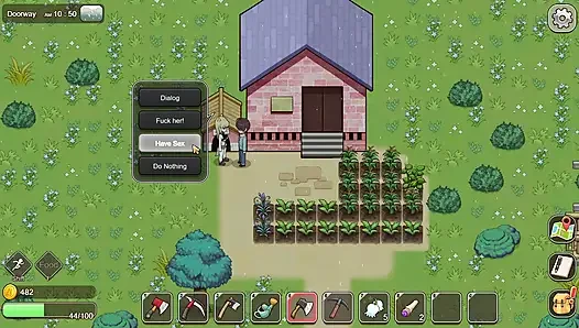 Village Rhapsody - inek bir kızın edepsiz büyük göğüslerini sağıyor