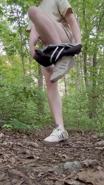 Public Exhibitionist Jerks off on a Hiking Trail