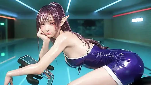 Liminal havuzda binme simülasyonu - elf ve jöle sümüklü kız çifte aksiyon