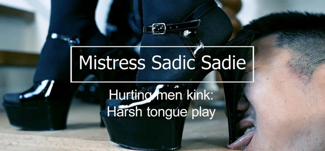 Harsh tongue play! destroying your tongue with my heels. Hurting men Kink