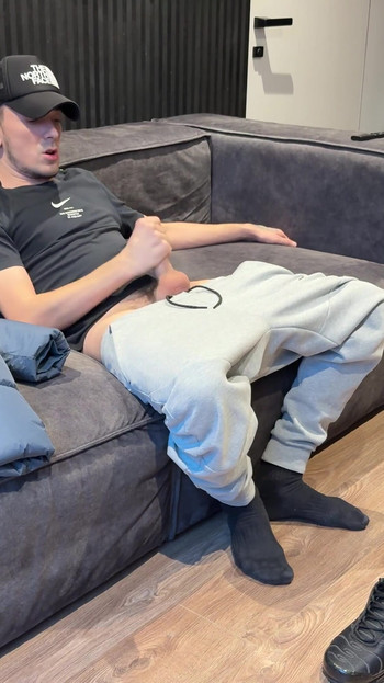 Memorable moment from "Dude jerked off big cock after college"