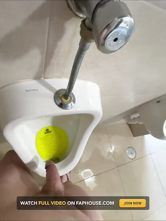 Dared to Piss Fully Naked in Public Toilets Urinal