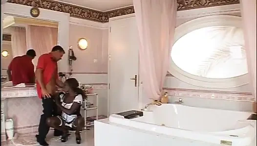 Big boobs black girl loves big white cock in pussy