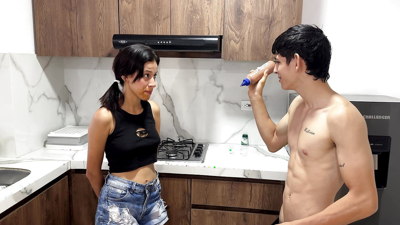 I Catch My Stepsister Eating My Chocolate Without Permission and Punish Her with a Hard, Wild Penetration Without a Condom!