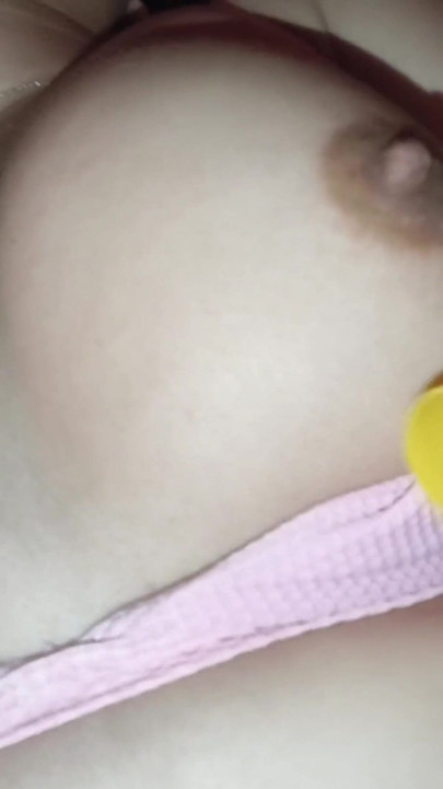 Slapping and Belt Whipping of Milky Tits by Boyfriend While I Enjoying with Vibrator