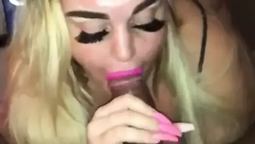Blonde with long nails sucks BBC