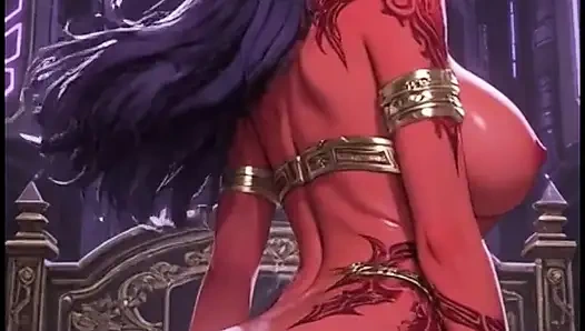 Sevimli iblis kız twerk yapıyor (ai animasyonu)