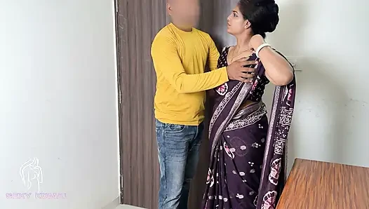The tender garden was looking up at the coconut tree with the saree up and then the owner took it home and fucked the table.