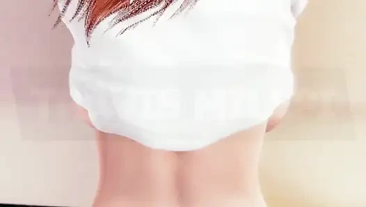 Ateşli kızıl saçlı inek kız ıslak sakso çekiyor ve gözlüklerini siktiriyor, büyük göt ve dölleme