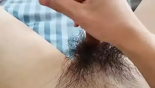 asian squirts on body in bed as soon as she wakes up