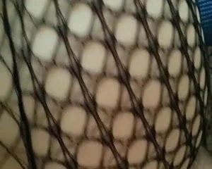 Russian wife in fishnet fucking