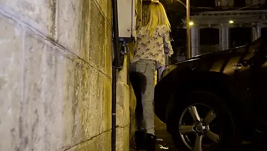 Blonde loves to piss and to fuck hard in POV