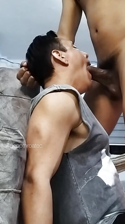 Huge cock fucks my throat