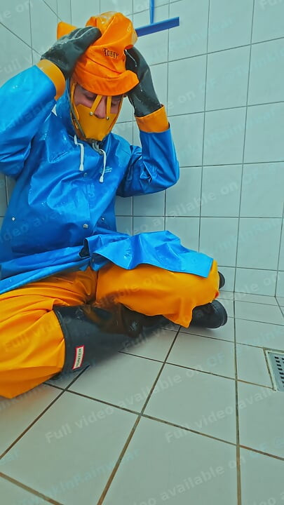 Rainwear Twink Plays With Slime