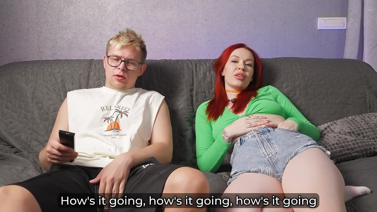 Step Sister Surprised by Step Bro's Cock in Mouth During TV Time