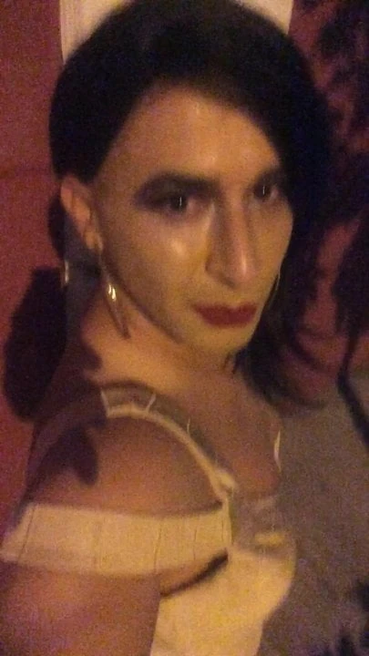 working...golden dress