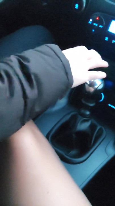 Hot mature stepmom in stockings gives her stepson a footjob in the car, while he drives | Clip 1
