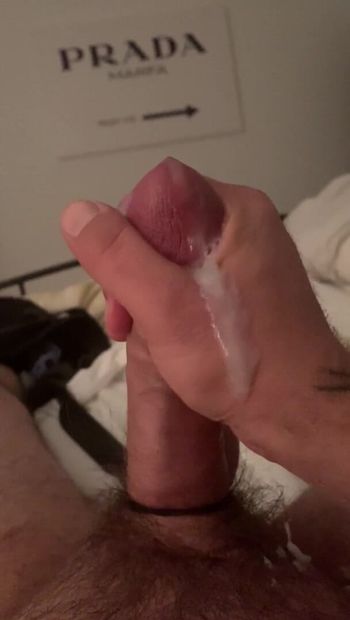 Stroking my throbbing cock