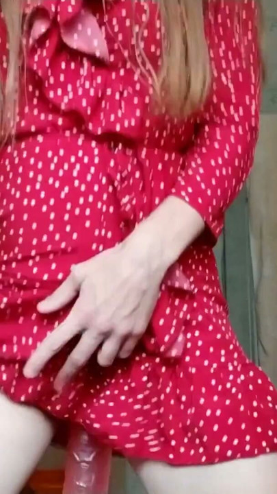 A long dildo is spreading my pussy and milk is pouring from my breasts | Clip 1