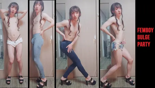 Asian Sissy Femboy Shows Bulge