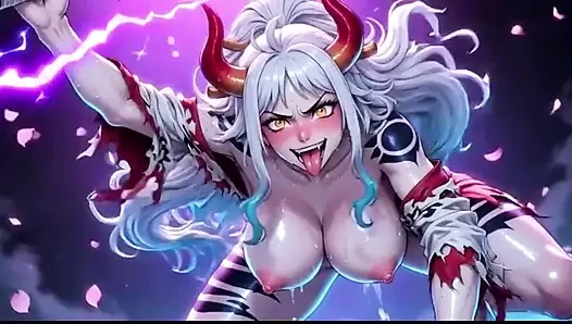 Ia Yamato'nun One Piece Parlak ve Tıslak Bedenin Açık Bölünmüş Pozda Derlemesi