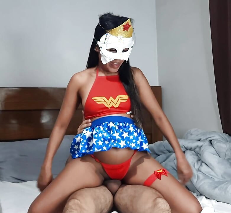 Wonderful teen ready to defend evil with her greedy pussy
