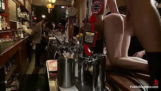 Tiny Blonde Tied up and Ass Fucked in Public