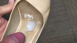 cums on workmate's high heels