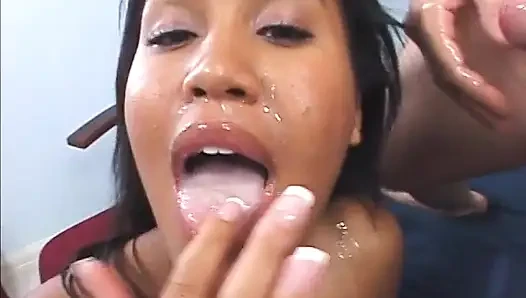 Tanned Asian Beauty Gets a Facial After Hot Pussy Fuck