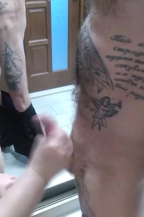 Caught mother-in-law in the hallway and fucked in the mouth at the mirror cabinet