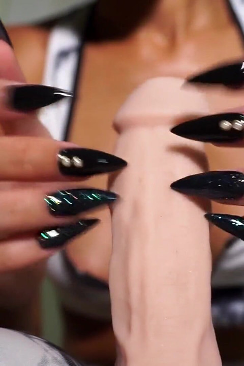 Long Black Pointy Nails Tease & JOI- Goddess Rosie Reed Teases with Long Black Nails- 1080p HD