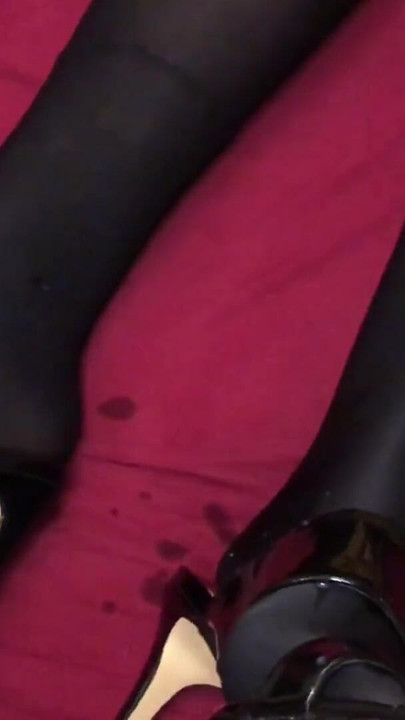Stunning moment from "Cum on Black Patent Stiletto Mules"