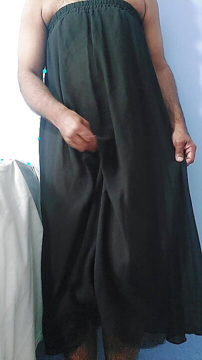 I'm masterbating and cum wearing a Silk Seethrough black skirt