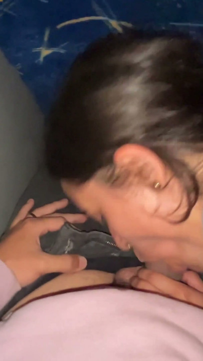 I suck it on an unknown passenger on a real bus and it cums in my mouth | Clip 1